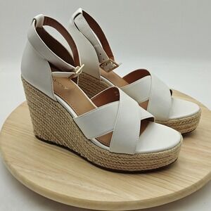 Lisa Vicky Shoes Womens Size 9 White Wedge Platform Sandals Comfort New